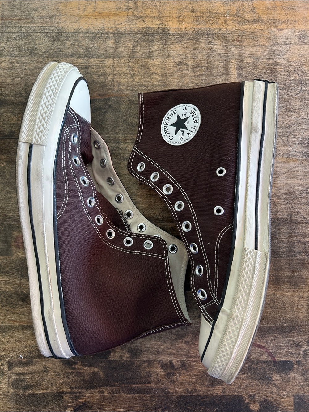 Men's Converse High-Top Canvas Sneakers in Dark Brown No Laces